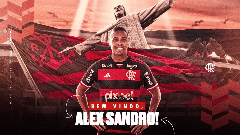 Alex Sandro com a camisa do Flamengo em imagem oficial do clube