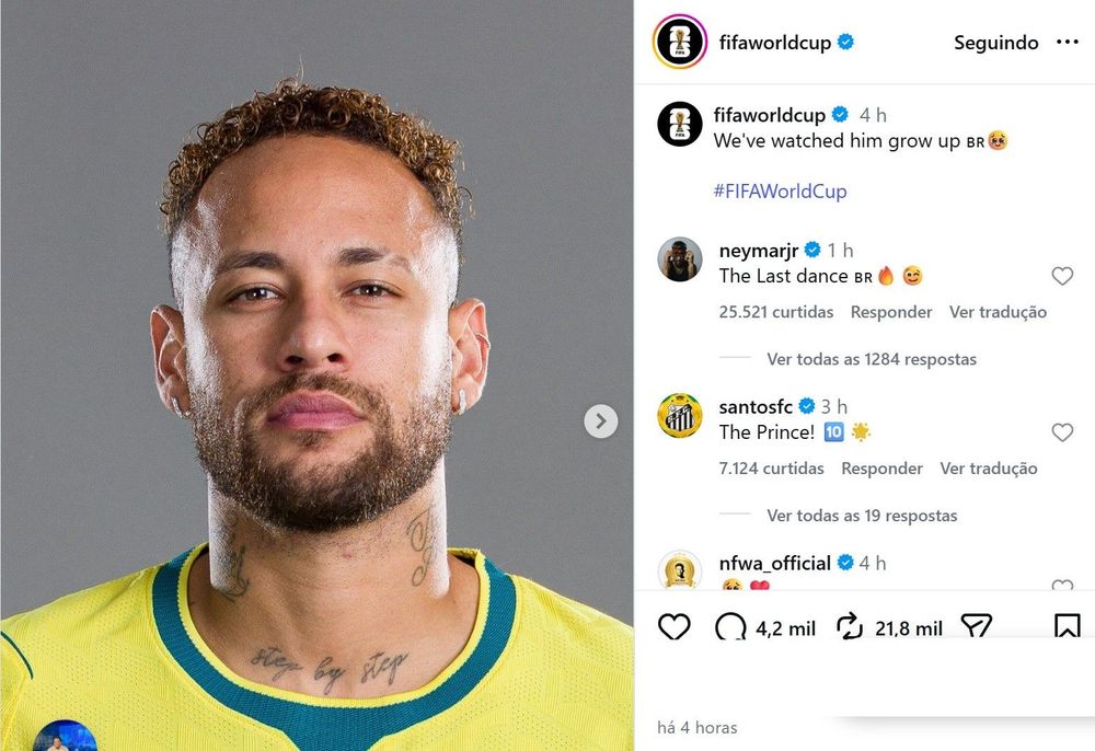 Neymar indica que Copa de 2026 será sua última pela Seleção