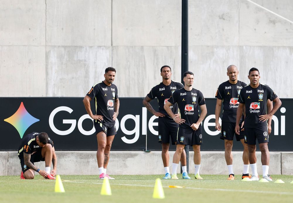 Jogadores da Seleção Brasileira durante treino em Nova Jersey antes da Copa do Mundo