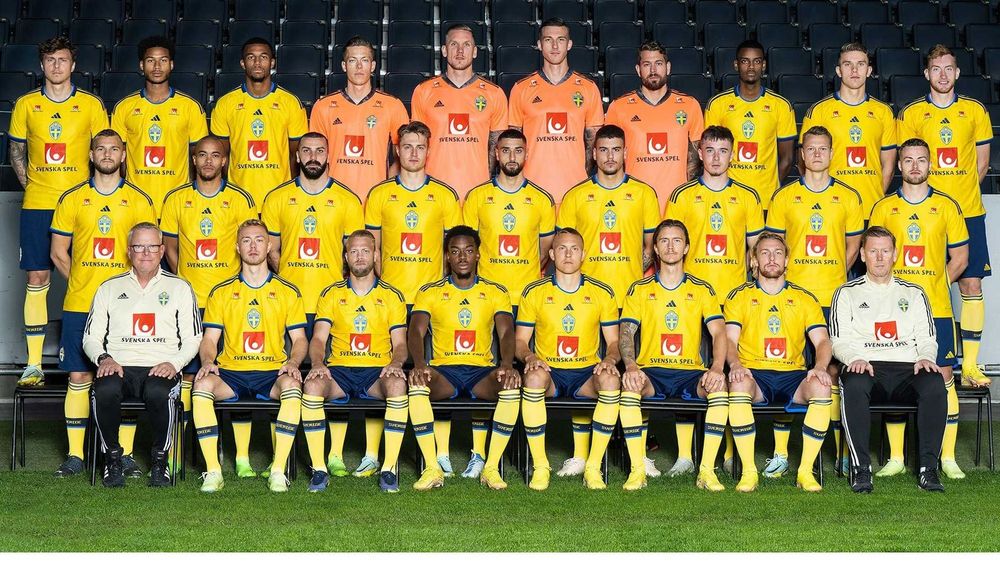 Jogadores da seleção da Suécia perfilados em foto oficial da federação