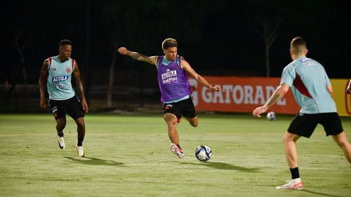 Jorge Carrascal em treino da seleção colombiana